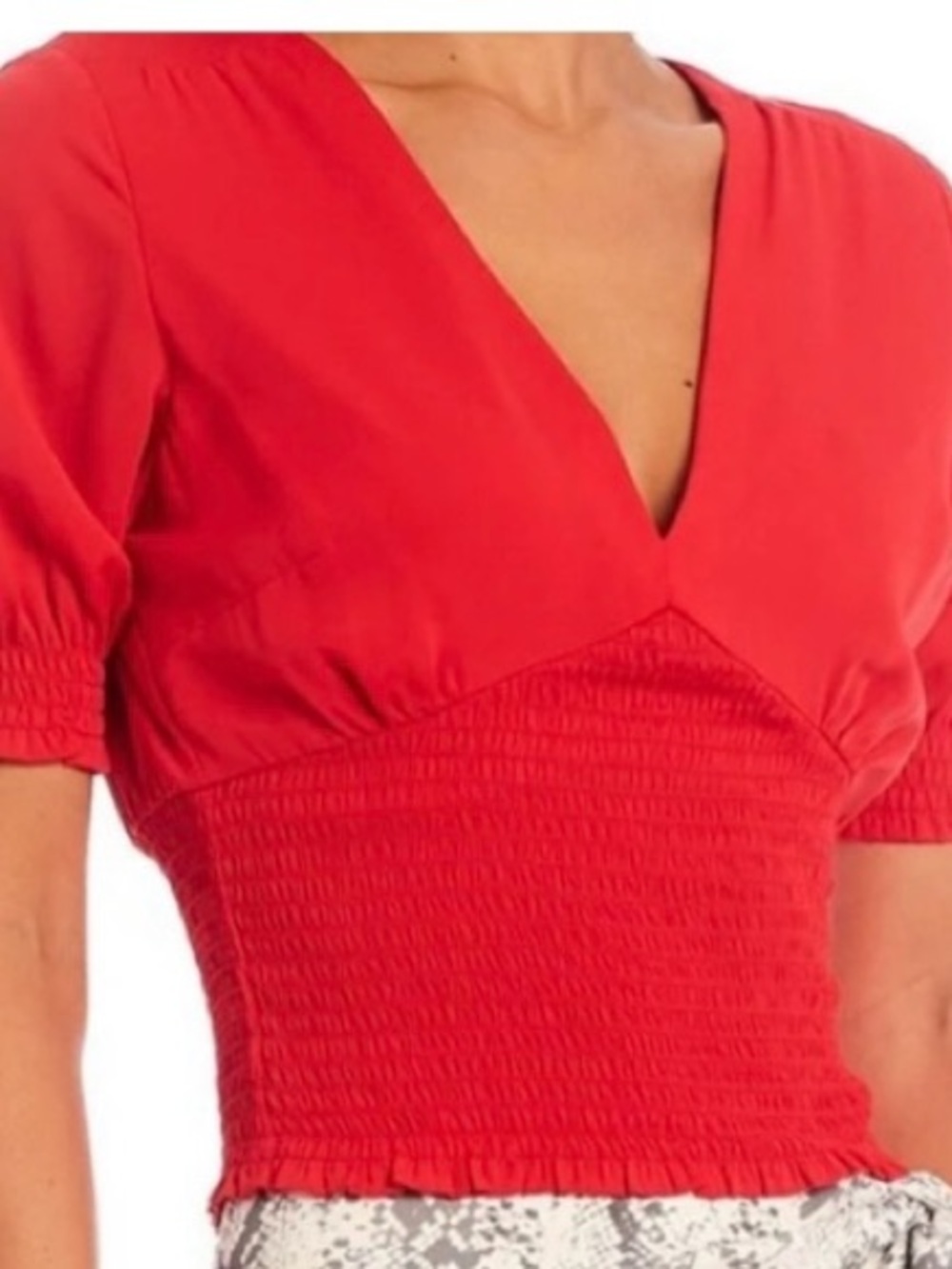 V-Neck blouse in Red and Navy